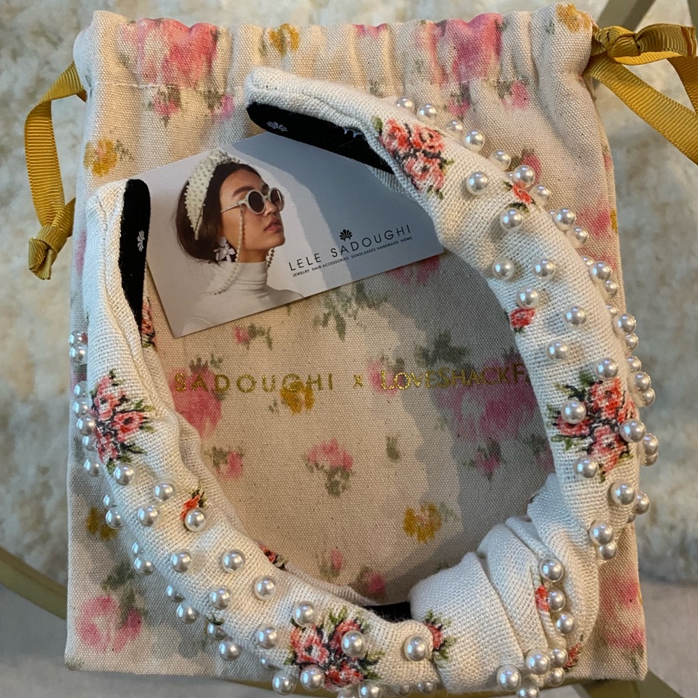 Lele Sadoughi x LoveShackFancy Pearl Linen Headband
